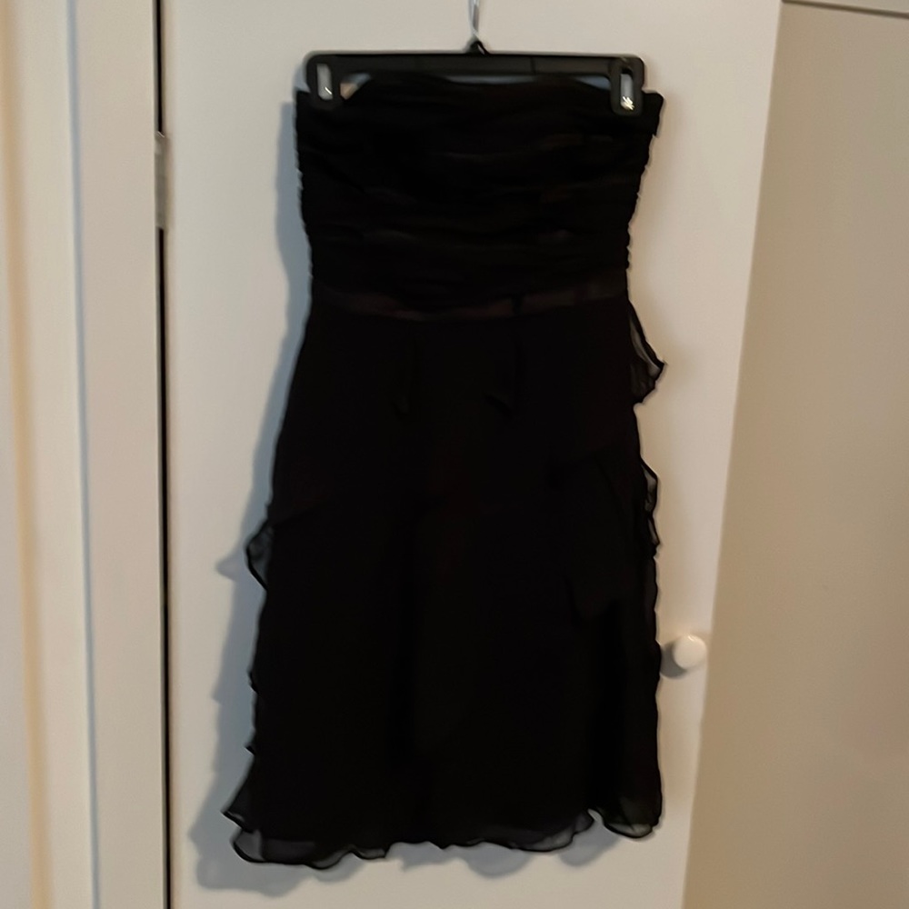 White House Black Market Strapless Ruffle Chiffon Dress